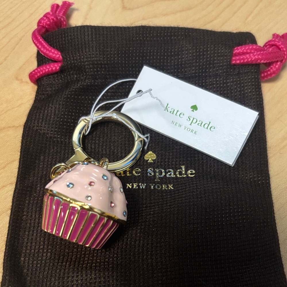 Kate Spade Pink and Gold Cupcake Keychain